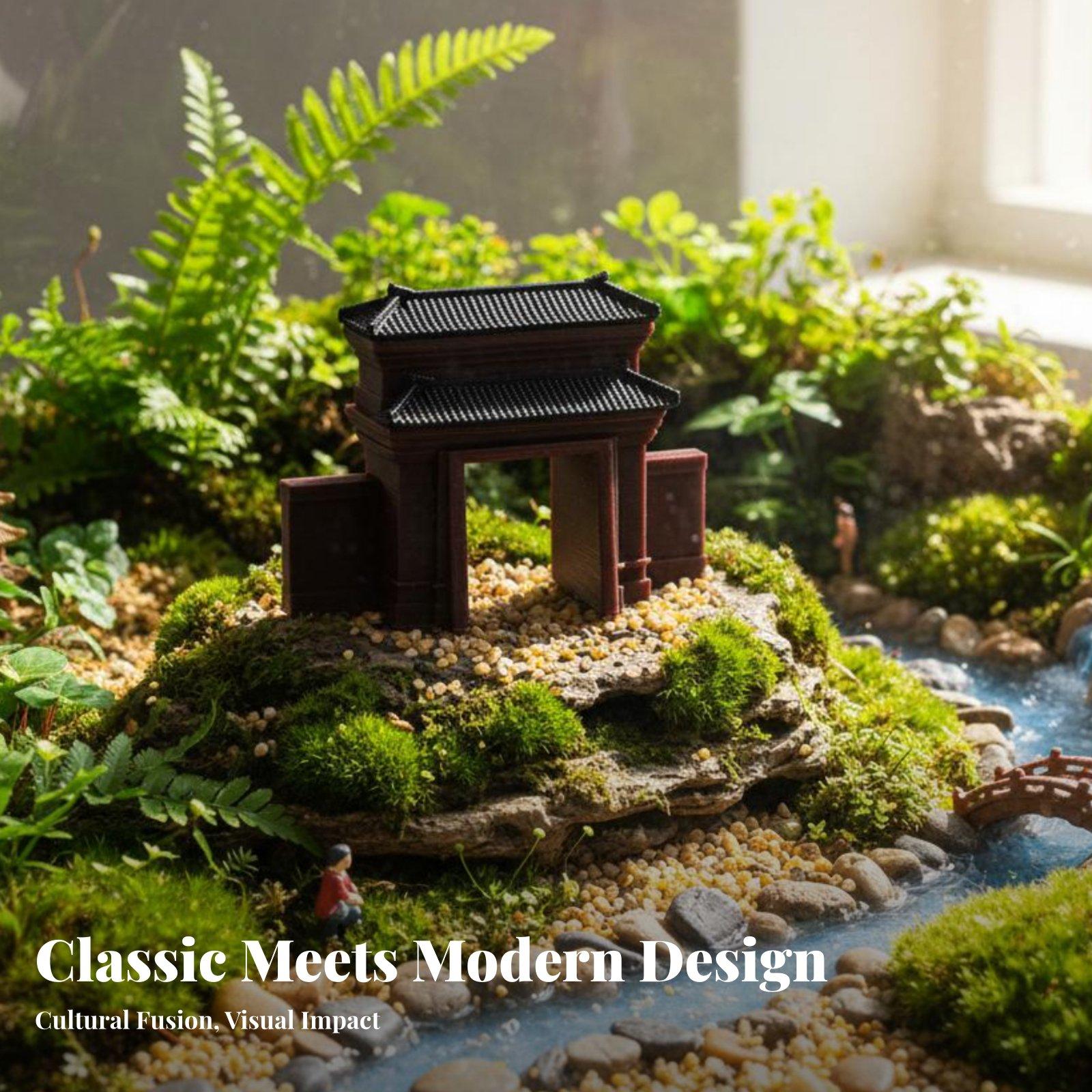 Bonsai Garden Desk - Handcrafted Resin House Figurine for Bonsai