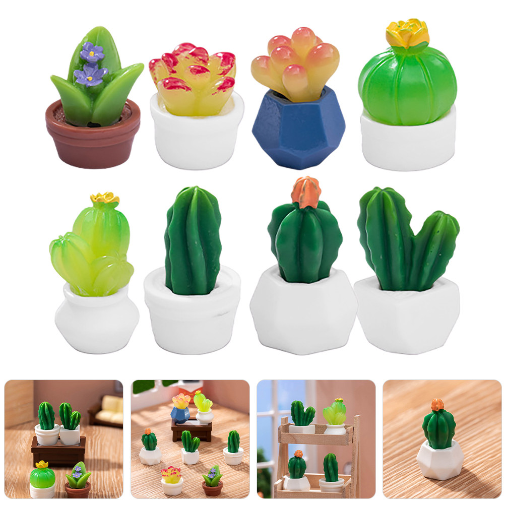 8Pcs Miniature Resin Cactus Bo - Bonsai Garden Desk 评论和价格