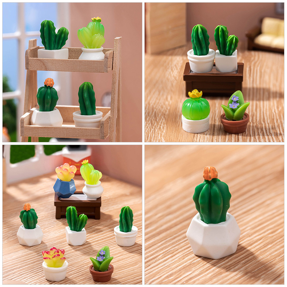 8Pcs Miniature Resin Cactus Bo - Bonsai Garden Desk 评论和价格