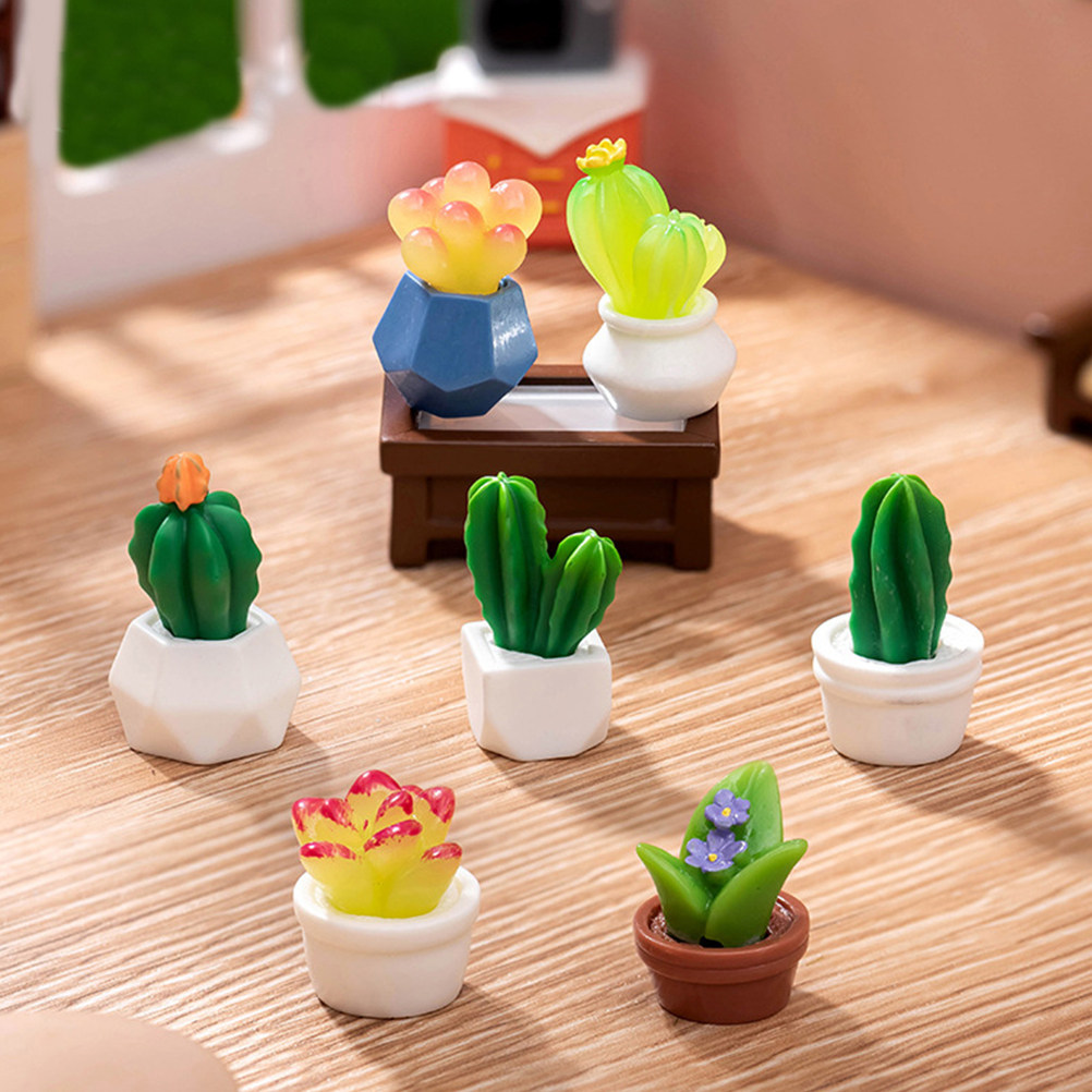 8Pcs Miniature Resin Cactus Bo - Bonsai Garden Desk 评论和价格