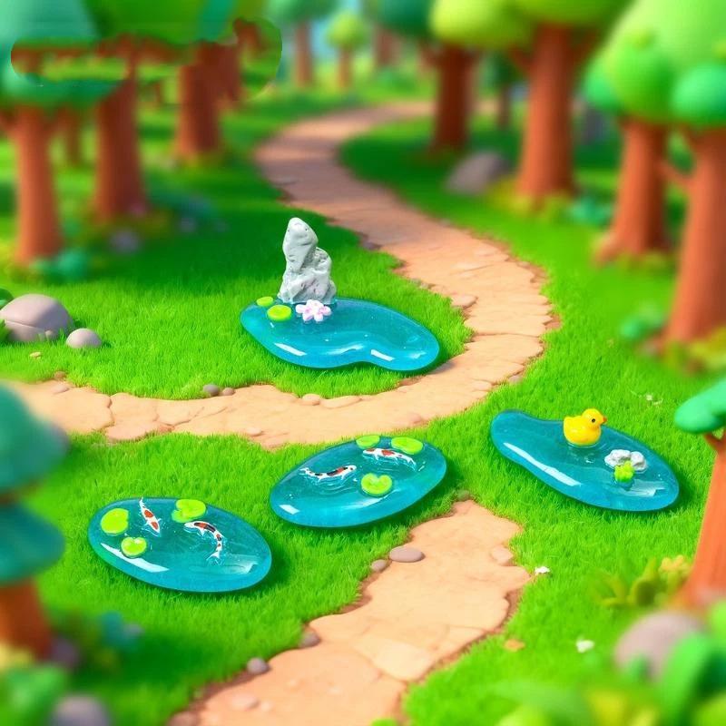 【S】Mini Resin Pond Ornaments W - Bonsai Garden With Koi Pond 评论和价格