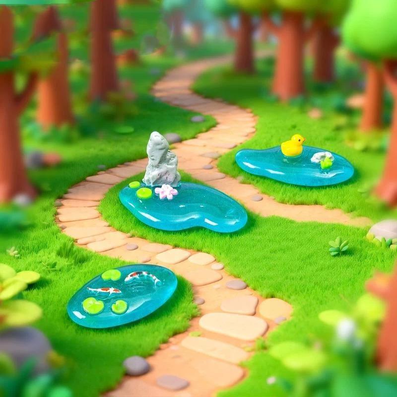 【HG】Mini Resin Pond Ornaments  - Bonsai Garden With Koi Pond 评论和价格