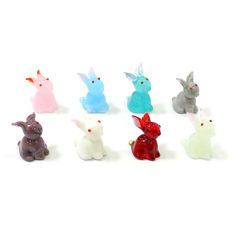 2pcs Mini Glass Bunny Figurine - Bonsai Garden Desk 评论和价格