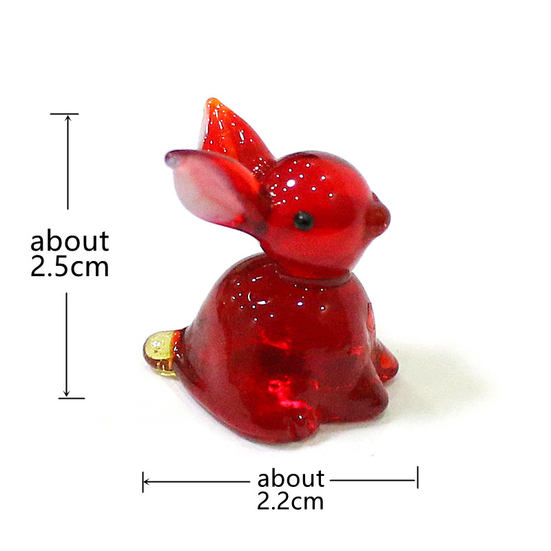 2pcs Mini Glass Bunny Figurine - Bonsai Garden Desk 评论和价格